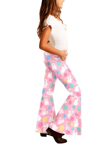 Image of Deerose Girls Bell Bottom 4 of July American Flag Hippie Pants High Waist Flare Pants 5-14 Year