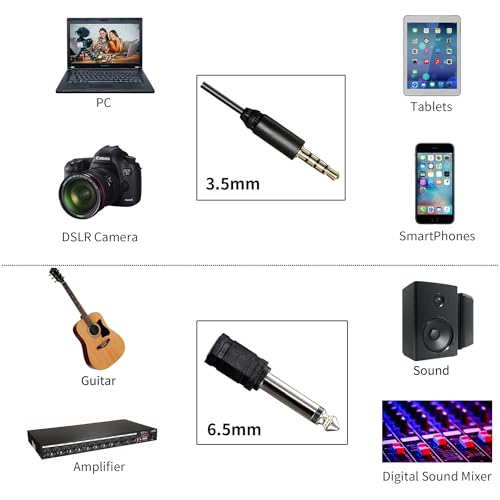 BOYA BY-M1 Microfone Condensador Electret de 3,5 mm com adaptador de 1/4