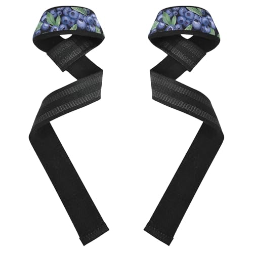 Nander Blueberries Wrist Straps for Weightlifting,Lifting Straps with Neoprene Cushioned Wrist Padded and Anti-Skid Silicone for Strength Training,Bodybuilding,Deadlifting