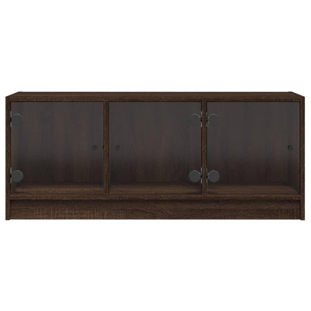 Mobile Porta TV con Ante in Vetro Rovere Marrone 102x37x42 cm Mobili Tv Soggiorno Tavolino Porta Tv Mobile Basso Tv Mobiletto Tv Basso per Camera Studio Cucina Soggiorno Camera Da Letto