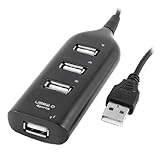 uxcell High Speed 4-Port USB 2.0 Hub Cable Adapter Black for PC Computer