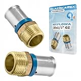Rimex Pressfitting Kupplung PEX 20x1/2 Zoll Innengewinde Muffe für Pressverbindung, Messing, Korrosionsbeständig, für Trinkwasser- und Heizungsinstallationen, mit U-Pressbacken kompatibel, 1 Stück