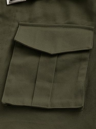 Skirts for Women Pocket Buckle Belted Cargo Mini Skirt-ArmyGreen Fashion3