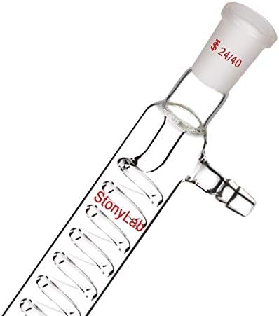 StonyLab Borosilicate Glass Graham Condenser with 24/40 Joint 400 mm Jacket Length Lab Glass Condenser