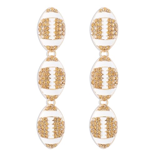 Acrylic Football Dangle Earrings Punk Football Sports Earrings Rhinestones Rugby Earrings Football Jewelry for Women