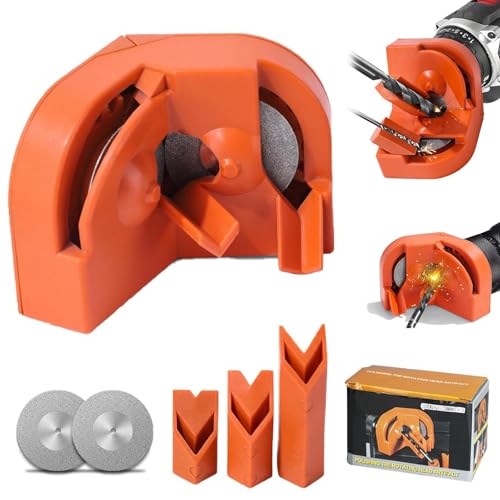 Multi-function Drill Bit Sharpener, Portable Drill Bit Sharpener, Drill Bit Sharpeners for All Bits(5/64''- 5/8''), for High-Speed Steel, Masonry, Carbide, Tin-Coated Drill Bit (Orange)
