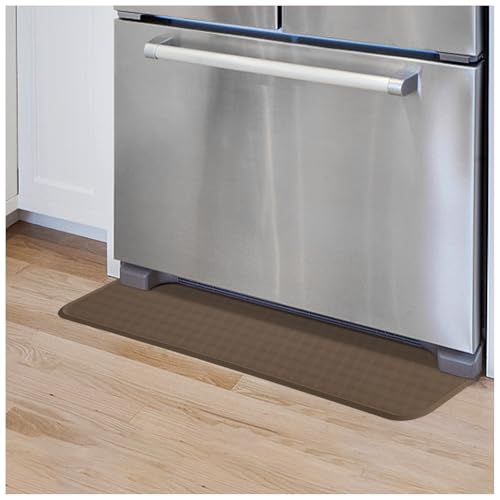 Tiktiger Refrigerator Mat, Non-Slip Under Fridge Mats and Silicone Drip Tray, Appliance Spill Liner and Refrigerator Floor Protector Leak Catcher Mat Fridge Floor Mats - Brown 37.4'' x 8.5''