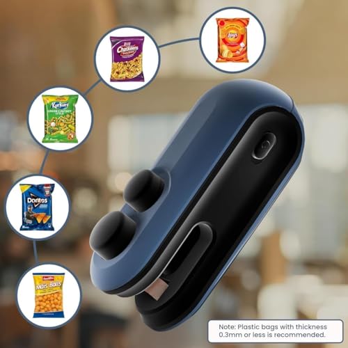 Image of Portable Plastic Bag Sealing Machine | CONSTRUX Mini Bag Sealer with Cutter and Magnet | portable sealing machine for home, vacuum sealer for packing for Food, Chips, Snacks, Traveling 1Pcs (Black)