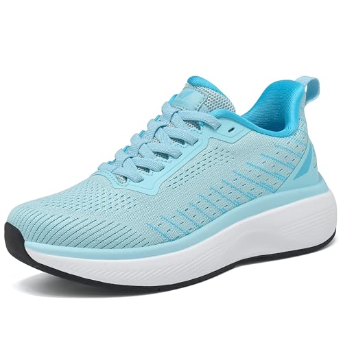 Womens Walking Shoes Slip On (Runs Large: Order Size Down) Comfortable Rebound Running Tennis Shoes Lightweight Breathable Non Slip Supportive Casual Athletic Fashion Sneakers Light Blue 8.5 US Women
