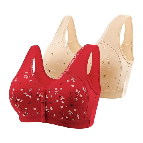 2-Pack Soft Compression Push-Up Bras for Older Women Compression Sports Bras