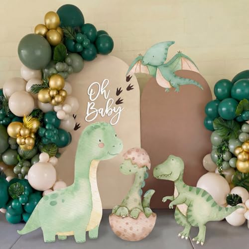 BrightRow 4 Pcs Large Hatching Soon Baby Shower Decoration Dinosaur Baby Shower Decorations Dino Birthday Party Decor Cartoon Dinosaur Cutouts Cardboard Standup Centerpiece Phot Booth Props