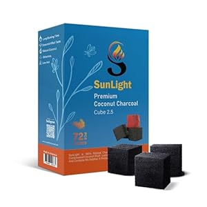 Sunlight® Premium Coconut Charcoal Cubes – (2.5mm) – Long Lasting Natural Coco Charcoal – Zero Ash – Low Odor – 2.5 mm Cubes – Long Lasting – Full Burn (72)