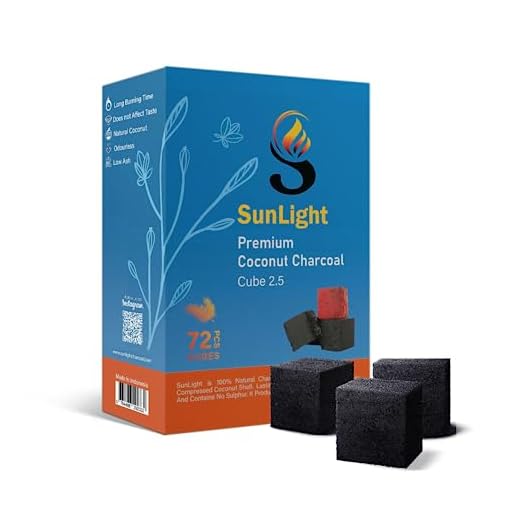 Sunlight® Premium Coconut Charcoal Cubes - (2.5mm) - Long Lasting Natural Coco Charcoal - Zero Ash - Low Odor - 2.5 mm Cubes - Long Lasting - Full Burn (72)
