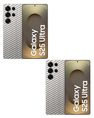 Image of (Pack of 2) Compatible with Skin Sticker /Vinyl wrap /Protective Film Mobile Back Skin Carbon Fiber 3D Transparent by Candeal Mizhan(Only Back) (Samsung, Samsung Galaxy S25 Ultra 5G)