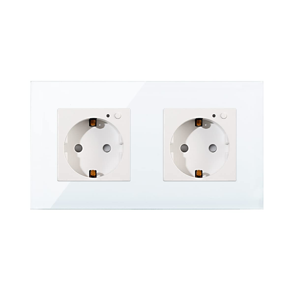 CNBINGO Prise Schuko Wi-Fi encastrée avec mesure de courant, 16 A, en verre, fonctionne avec Alexa (Echo, Echo Dot), Google Assistant, WiFi 2,4 GHz uniquement, 2 compartiments, blanc, 1 pièce