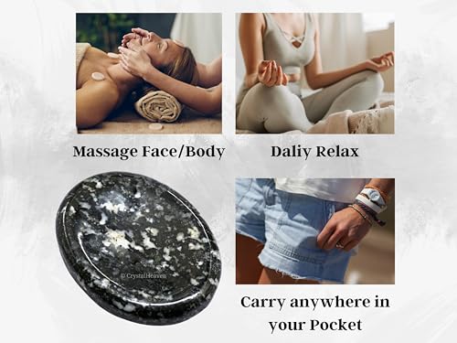 Image of Crystal Heaven Certified Black And White Tourmaline Thumb Worry Pebbles Stones Anxiety Stress Relief Massage - Original Healing Gemstone Agate Rubbing Stone Yoga Meditation Spiritual Reiki Feng Shui