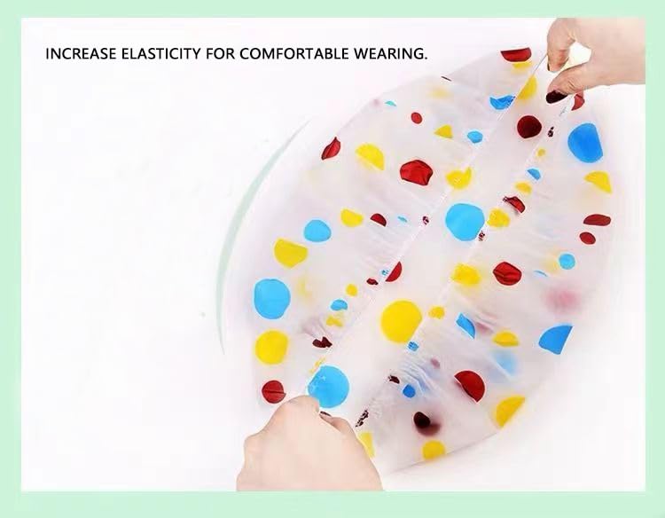 Miniatura 4 de Gorros de ducha grandes de plástico para mujer, reutilizables, impermeables, para ducha (3 piezas, rojo, azul y verde)