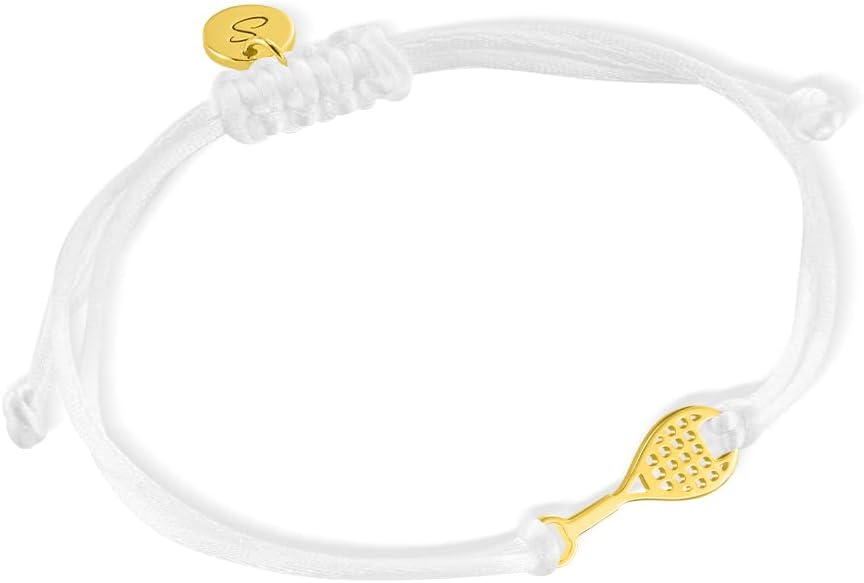 NICEDREAM Custom Initial Tennis Bracelet for Women Men Adjustable Tennis Bracelets for Women Realistic Tennis Pendant Bracelet Fashion Birthday Jewelry Gift for Tennis Players Tennis Fans