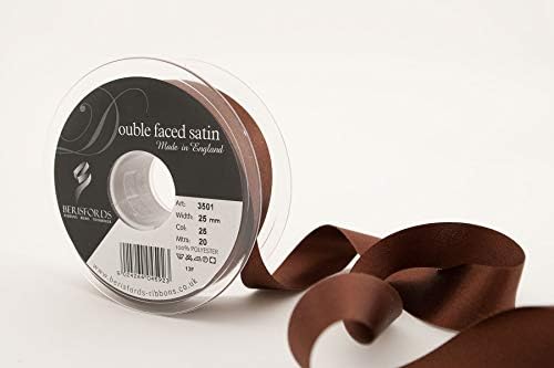 Berisfords Double FACE Poly Satin Ribbon, BlackBerry, 15 mm