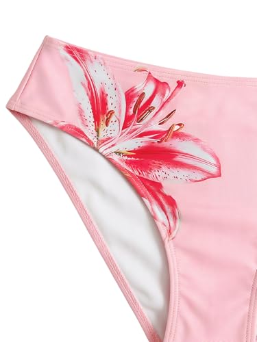 Image of COZYEASE Girls' 2 Piece Ditsy Floral Print Knot Front Ruched Triangle Bikini Swimsuit
