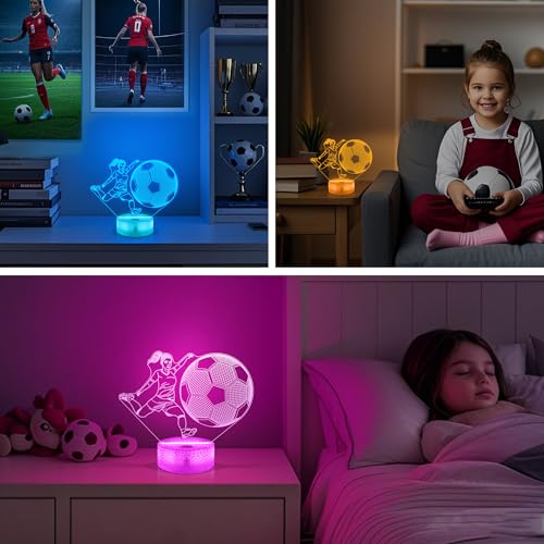 Lámpara Ilusión 3D de Fútbol con Control Remoto y Luz LED miniatura 3
