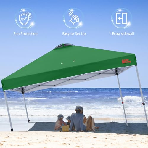Image of MASTERCANOPY 8x8 Durable Pop Up Canopy Tent with 1 Sidewall, Forest Green