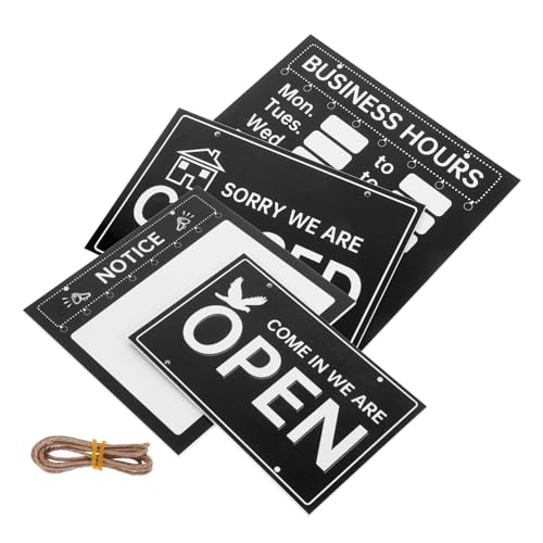 GLEAVI Cartel Horario Comercial Borrable Para Tienda y Restaurante, Letrero Blanco Negro Para Colgar, Señal De Abrir y Cerrar Con Horario, Accesorio Versátil Para Escaparates y Cafeterías