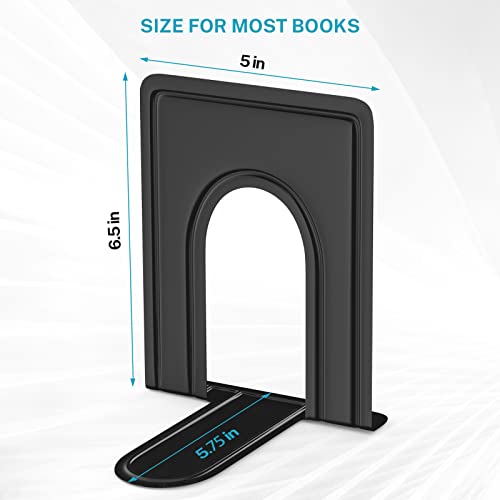 Maxgear Book Ends Heavy Duty Bookends, Universal Book Holder, Bookends For Shelves, Metal Bookend, Non-Skid Book End, Book Stopper For Books/Movies/Cds, 6.5 X 5 X 5.75, Black (3 Pairs/6 Pcs, Large) #TOP3