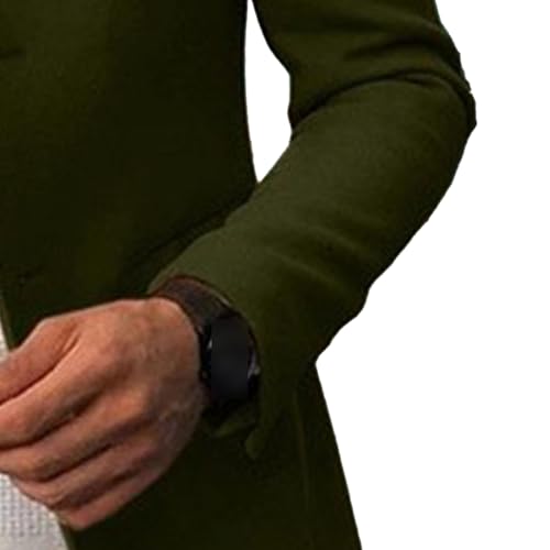 Maiyifu-GJ Men's Stand Collar Wool Blend Pea Coat Single Breasted Mid-Long Trench Coat Casual Warm Slim Fit Wool Coat4