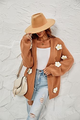 Image of Womens Y2K Cute Cardigan Sweaters Open Front Cropped Flower Knit Jacket Vintage Preppy Aesthetic 90s Clothes Kawaii Sweater