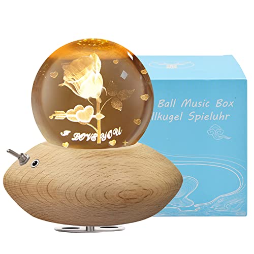 SITIEPA 3D Crystal Ball Music Box with Projection LED Light