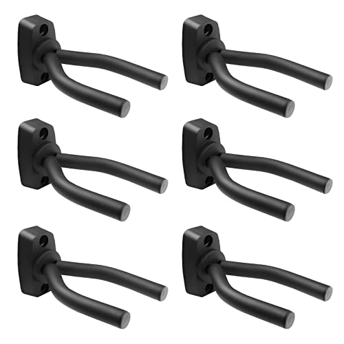 Fousenuk 6 pièces Support Mural pour Guitare Noir, Crochet de Guitare Supports Muraux pour Guitare, Compatible pour Tous Types Guitares, Basse, Banjo, Ukulele, Fiddle