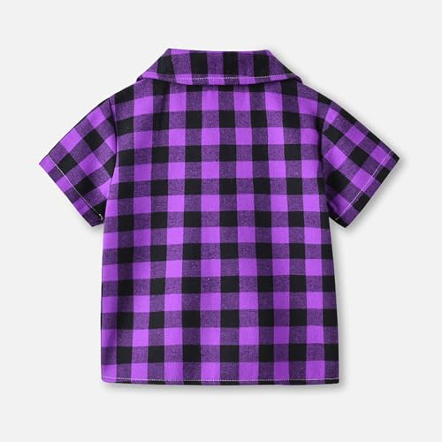 Toddler Girls Boys Plaid 𝐏a𝐣ama Set Button Down Shirts and Shorts Summer Outfits Short Sleeve 𝐏𝗝s Preppy Outfits3