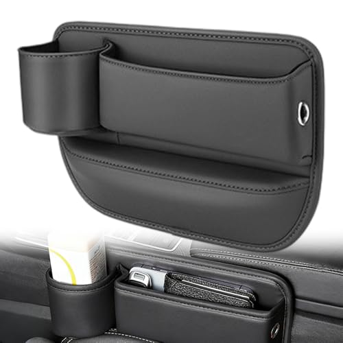 Organizador de Cuero para Auto con Portavasos