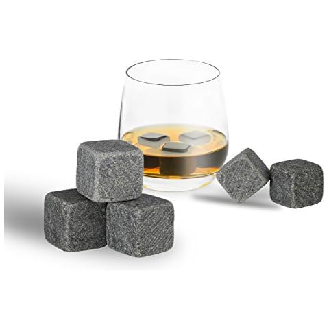 Bcurb Whisky Stones Sipping and Chilling Rocks Ice Cubes Wine Scotch Beer Whiskey Cold Soapstone with Carrying Pouch. (Black Stone - 9 Pc) Cover