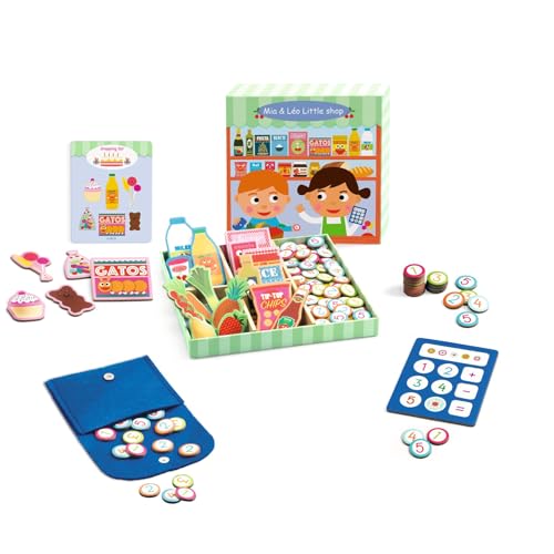 DJECO ジェコ ミア&レオ リトルショップ お店ごっこ おままごと まねごと 店員 レジ 3歳 4歳 5歳 6歳 男の子 女の子 幼児 赤ちゃん 入園祝い 入学祝い プレゼント ギフト おもちゃ 子供 キッズ 誕生日 運動会 ハロウィン 秋の夜長 (D
