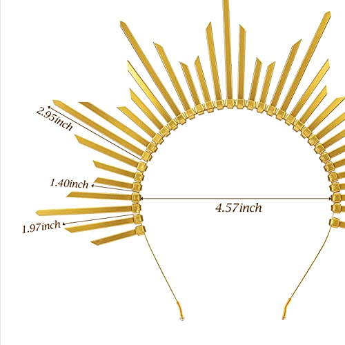 Tiara para fantasia feminina de Dia das Bruxas Coroa do Sol Coroa Espigada Halo Crown (1 – Ouro 8 cm