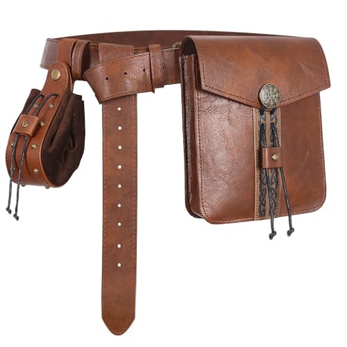 Image of Black Renaissance Pirate Belt with Pouch & Coin Purse Set
