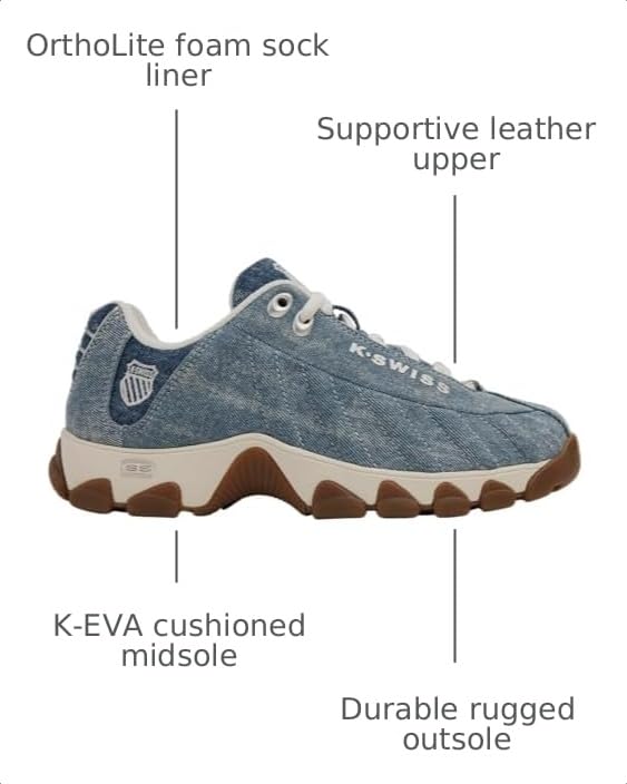 Image of K-Swiss Women's ST329 CMF Sneaker, Wide Tennis Walking Leather Shoes