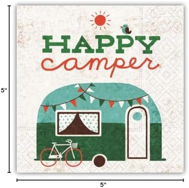 Vintage Happy Camper Cocktail Napkins, Funny Beverage Napkins, 5-inch Square image 4