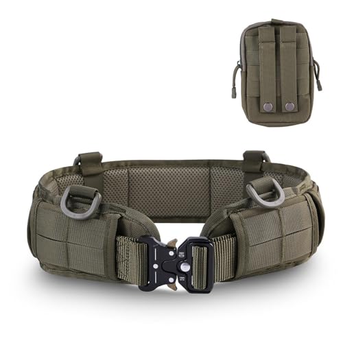 Thickened Nylon Multi-Purpose Gear Men's Outdoor Tactical Battle Belt Set Belt Hunting Game Belt Defensive Belt ArmyGreen+Pack