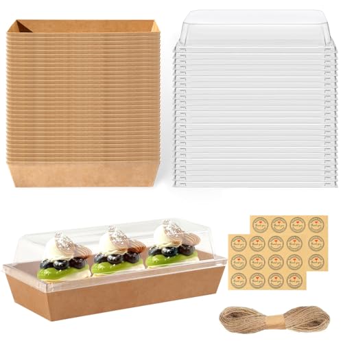 PFAMKEER 100 Pack Small Charcuterie Boxes with Clear Lids,Mini Charcuterie Box, Disposable Food Containers, 7Inch Cookie Boxes for Sandwich，Sushi，Bakery，Dessert，Cake Slice，Strawberries (Brown) by PFAMKEER - Used condition - US$12.85