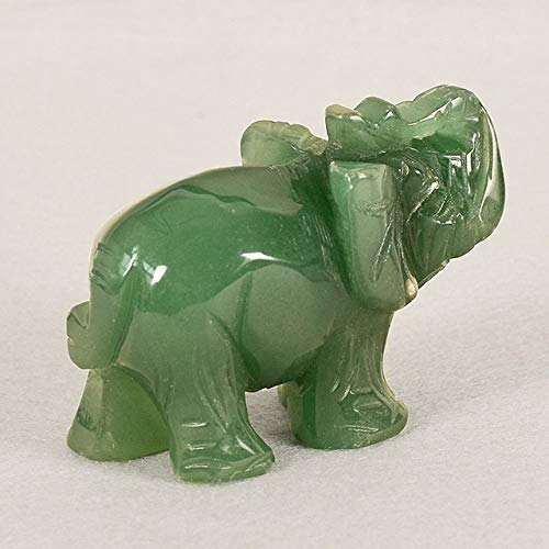 Statue éléphant en jade vert ZXQUEGF de 2 pouces pour décoration Feng Shui de bureau
