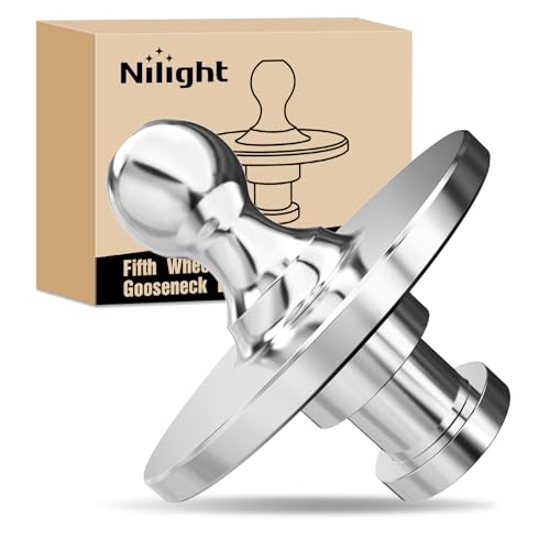 Image of Nilight Fifth Wheel to Gooseneck Ball Adapter, Kingpin to 2-5 /16 Inch Gooseneck Ball Towing Receiver Adapter for Trailer Tractor w / 30,000lbs Max Load, Silver