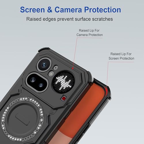 Image of amazon basics Back Case Cover for Nothing Phone (4a) Pro | Magnetic Case with Built-in Metal Ring | Supports MagSafe Charger, Wallet & Car Mount | Shockproof Hybrid PC + TPU | Black