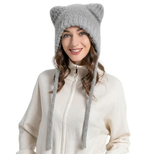 Bonnet tricoté oreilles de chat femme ZLYC chaud et tendance