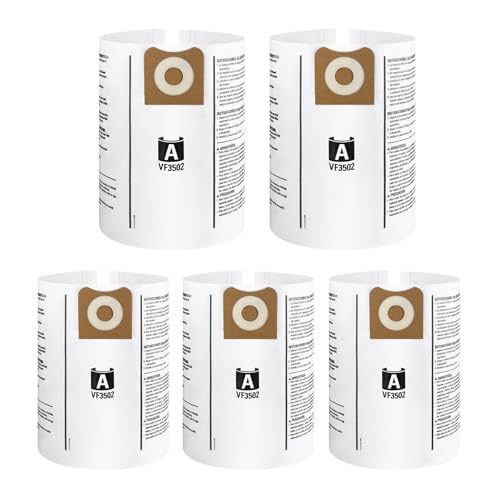 5 Pack VF3502 Repalcement Shop Vac Filter Bags Compatible with Ridgid 12-16 Gallon Wet/Dry Vacs Size A High-Efficiency Double-Layer Vacuum Filter Bags