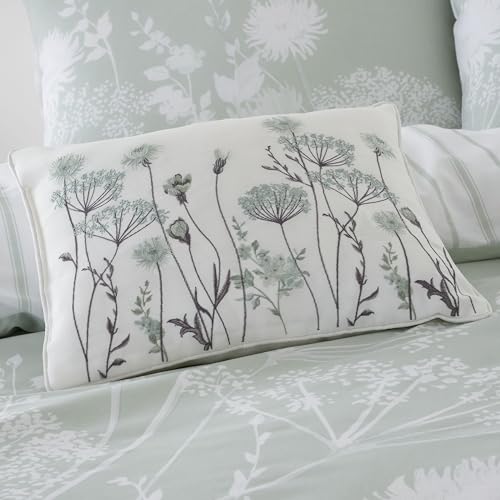 Catherine Lansfield Meadowsweet Floral 30x40 cm Filled Cushion Green