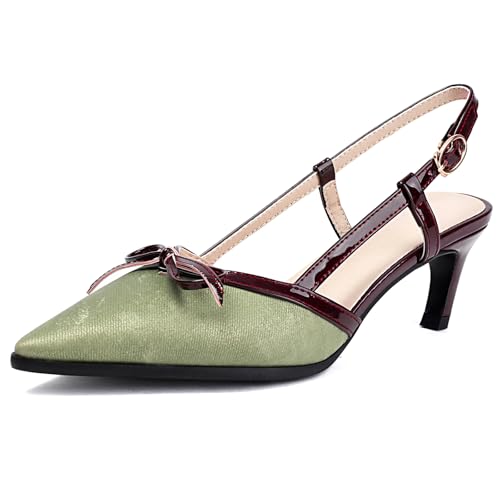 Pumps Slingback Verts à Petit Talon Kitten pour Vos Soirées Mariages et Journées de Bureau