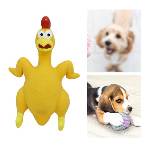 Qianly Borracha frango som frango resistente 12x21cm brinquedos para cães gritando brinquedo de fran